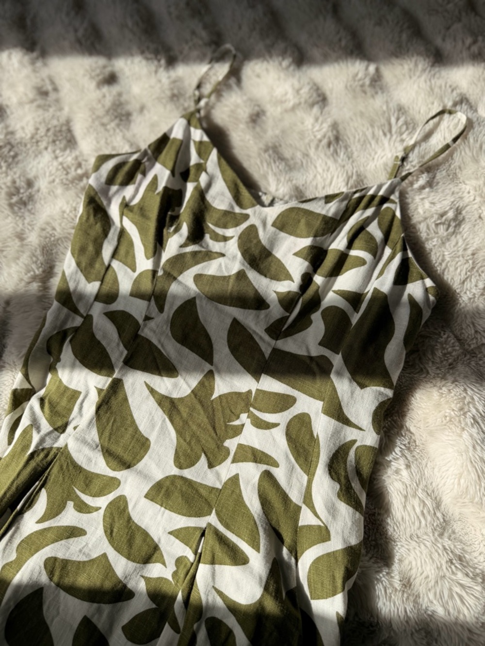 MSK Olive Green and White Leaf-Print Slip Dress - Picture 4 of 5